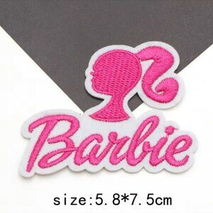 Barbie Iron-On-Patch Pink  & White Barbie Logo2.8 (Width) X 2.2 (Heigh